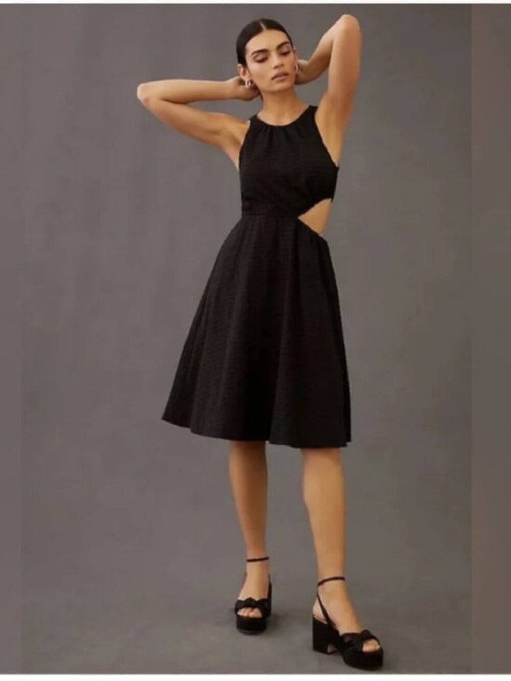 Maeve by Anthropologie Black Textured Cutout Dress Size Small NWT